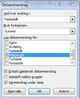 Delsammendrag Ta utgangspunkt i en dataliste Stå plassert i datalisten Velg Sorter og Filtrer fra Hjem-fanen Sorter etter