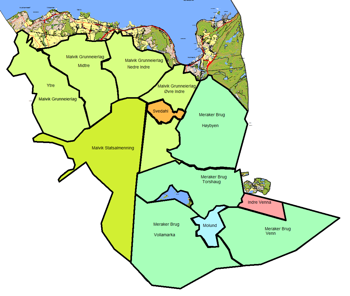 Forvaltning av hjortevilt i Malvik kommune Kart: Oversiktskart over godkjente elgvald i Malvik kommune 2013.
