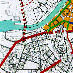 Uansett vil det være god forbindelse til miljøprioritert gjennomkjøring i Storgata, for transportsyklister nord- eller sørover, og via Stortorvet til sykkelfeltet i Farmannsgate eller til gågaten i