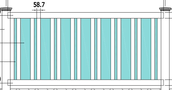 084 CBM/seksjon 22,2 x 152,4 stakitt og 22,2 x 38,1 stakitt Gjerde Type: HBE 585,93 397,00 vekt:24.