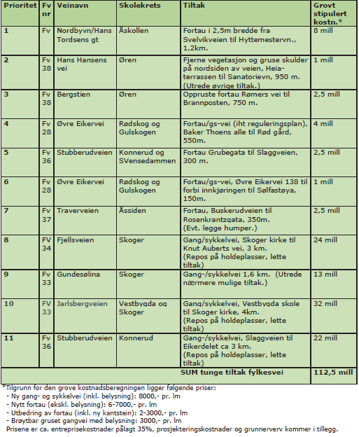 Tunge tiltak fylkesvei 11 tiltak for over 0,5 mill Reguleringsplan