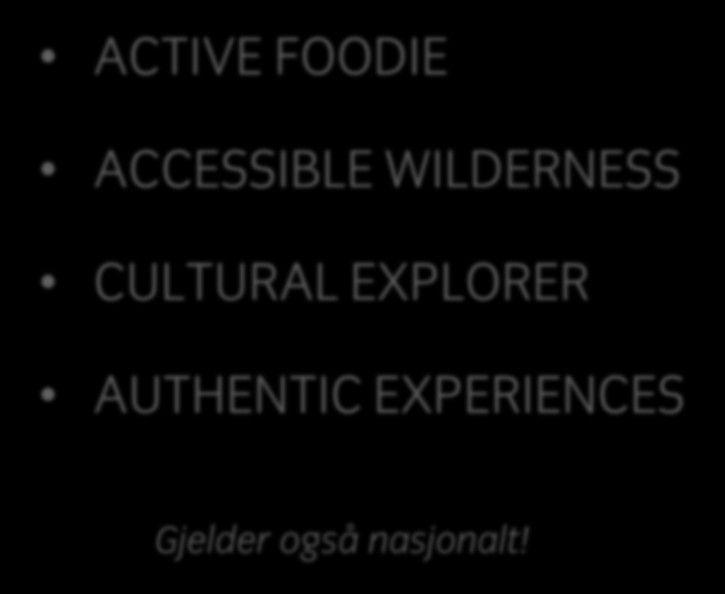 ACTIVE FOODIE ACCESSIBLE WILDERNESS CULTURAL