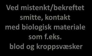 Anbefalt bruk av usterile hansker-hsø Nitril Latex Vinyl Ved mistenkt/bekreftet smitte, kontakt med biologisk materiale som f.eks.