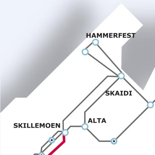 Skaidi - Hammerfest Hammerfest Energi er regionalnettseier N-1 kapasiteten inn til Hammerfest er
