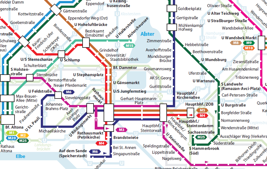 Hamburg: metrobus network map (Source: HVV) Hamburg: metrobus network map (excerpt) (Source: HVV) A look at the map shows, however, that the