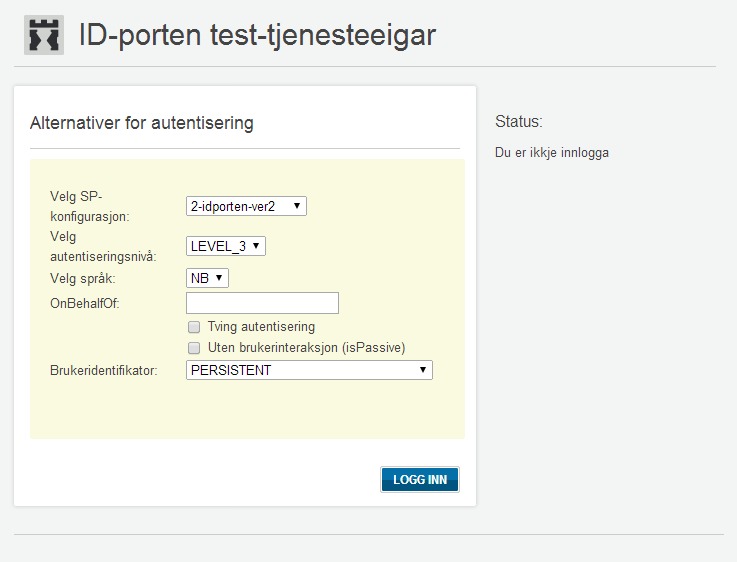 Testklient Referanseimplementasjon basert på OpenSAML (java) Tilgjengelig her: https://idporten-sptest2.difi.