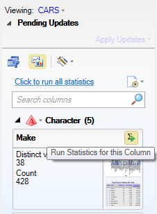 4 DATA EXPLORATION ÅPNE DATASETT OG SE PÅ STATISTIKK Datasettet åpnes, klikk på «Quick Stats»: Klikk på «Run Statistics for