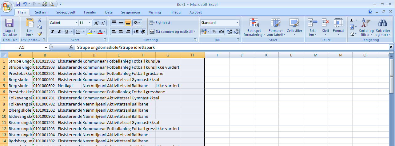 For at du skal kunne arbeide videre med listen må du eksportere den til Microsoft Excel (eventuelt annet regneark).