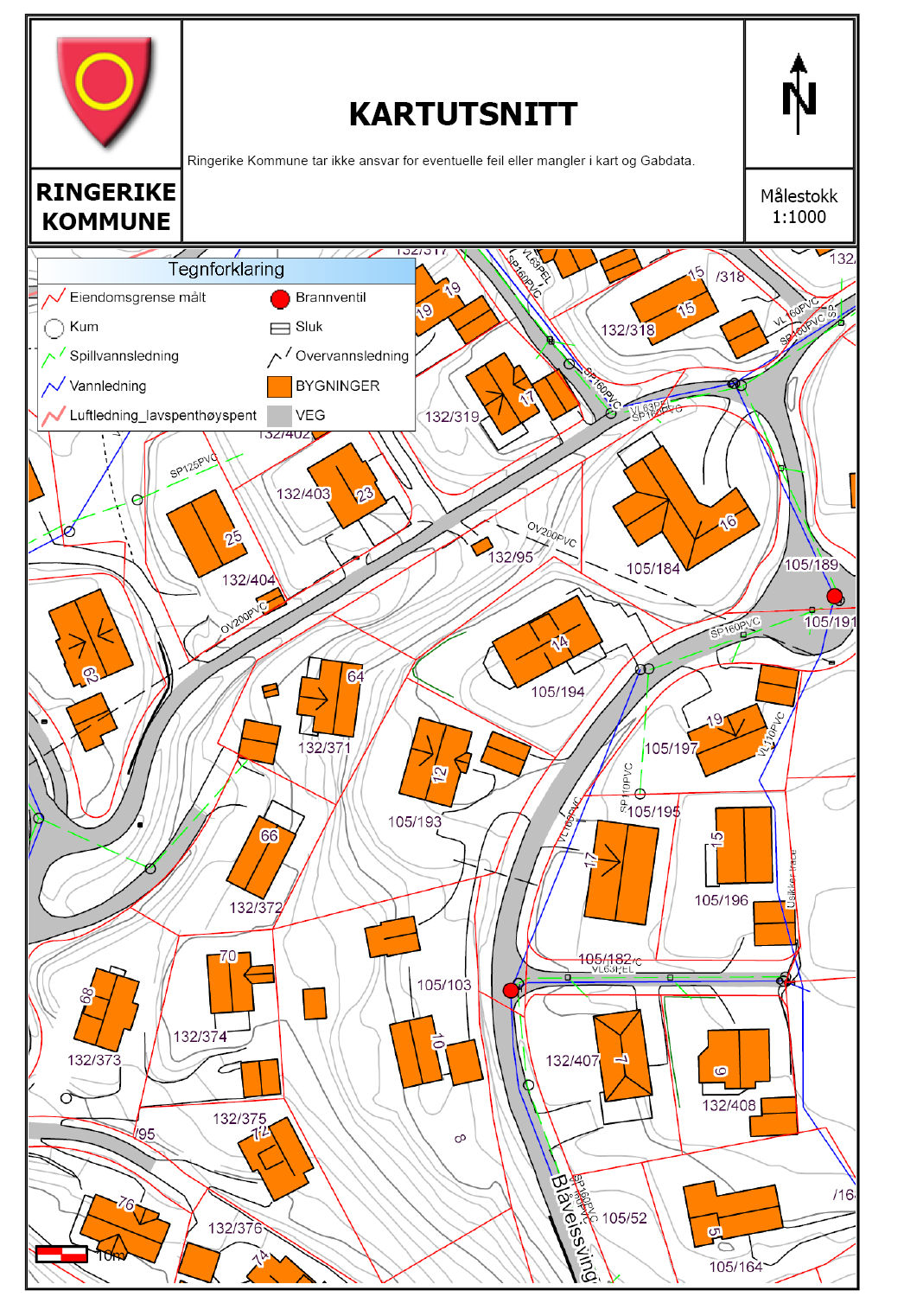 Situasjonskart Vanlig målestokk 1:1000 dvs.