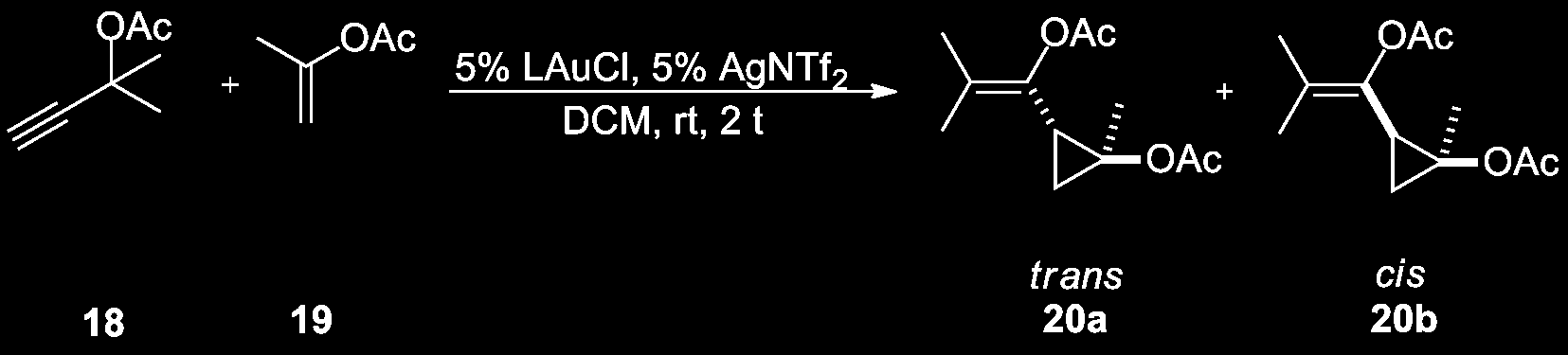 5.6 Testreaksjoner 55 på kolonne (n-pentan:etoac 2:1) ga produkt 6a som en gul olje (97 mg, 4%) og 6b (59 mg, 25%) som et lysegult fast stoff.