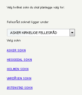 Velge sokn Velg først fellesråd (kun de fellesråd man har tilganger til er