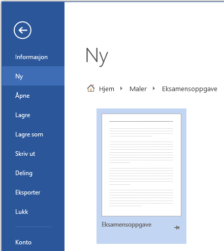 2.4 Eksamensoppgave-malen For å hjelpe deg i gang med eksamensbesvarelsen har vi laget en Eksamensoppgavemal som har de nødvendige opplysningene i top- og bunntekst. Bruk denne på eksamensdagen.