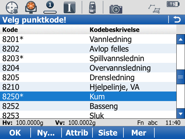 Enkeltpunkter Temakoder velges fra en liste med prederfinerte koder Hvis