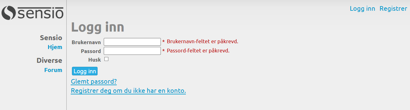 Har du glemt passordet ditt kan du resette det ved å velge «glemt passord». Da får du tilsendt en epost med link så du kan lage et nytt passord.