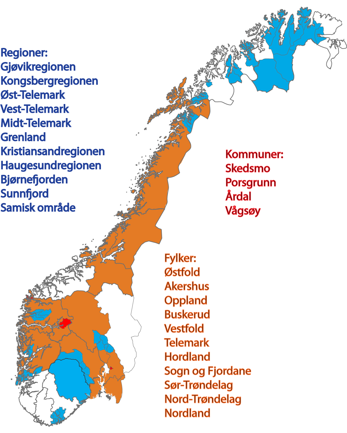 Regioner som er analysert i 2011 NæringsNM
