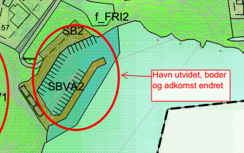 Side 9 Vagleodden og SBVA5 Bekkestø. SBVA4 Perstø er beholdt og noe endret. SBVA2 er utvidet med flere båtplasser og sjøboder i revidert forslag. SBVA6 er blitt noe justert.