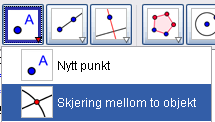 Vel verktøyet Stråle, klikk på punkt A og deretter på punktet som viser retninga på vinkelen. Om du vil, kan du stiple strålen ved å bruke Eigenskapar og Stil.