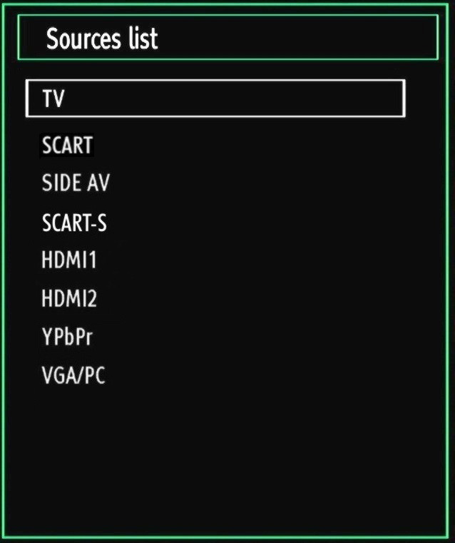 Input Selection Once you have connected external systems to your TV, you can switch to different input sources. Press SOURCE button on your remote control consecutively for directly changing sources.