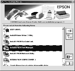 . I dialogboksen som kommer frem, dobbeltklikker du Install EPSON Font Manager (Installer EPSON Font Manager).