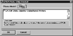 . Klikk kategorien Printer Model (Skrivermodell), velg ikonet EPSON AL-C00 Advanced, og klikk deretter OK. Merk: Du kan bare avinstallere verktøyet for overvåkede skrivere i EPSON Status Monitor.