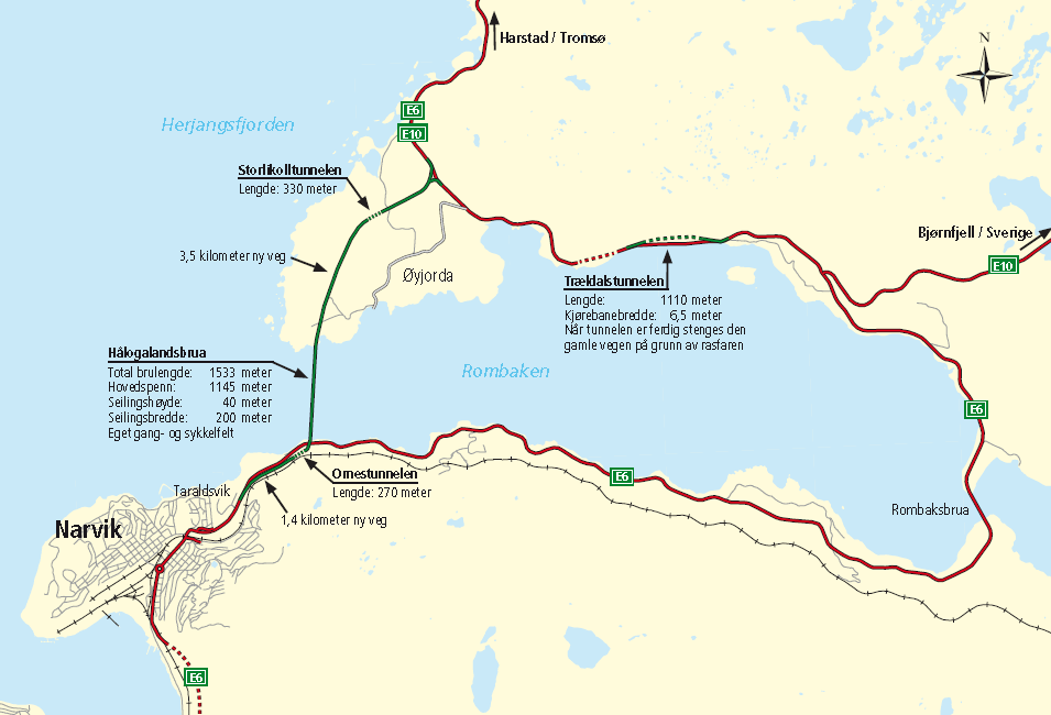 Store prosjekt prioritert i NTP E6 hålogalandsbrua med tilstøtende veger Kostnad