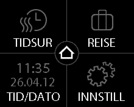 Senke eller heve temperaturen 1. Berør displayet på termostaten for å aktivere det. Trykk deretter pil opp eller ned på høyre side av skjermen. 2.