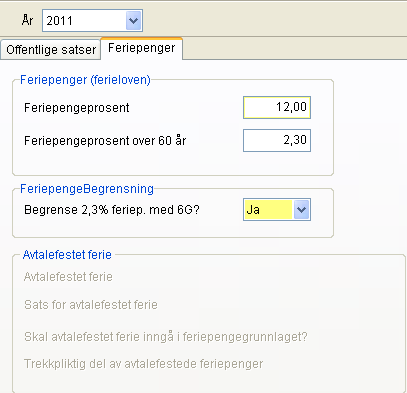 2. Forberede årsoppgjøret For arbeidsgiveravgiftsregel GG Veitransport er Bunnfradrag beløp 265.000,-. Grense rentefordel skal være 2,75. Satsen er uendret i 2011.