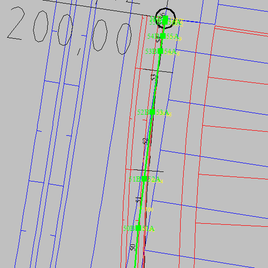 Linjen som beskriver skjæringspunktet linjeberegnes.