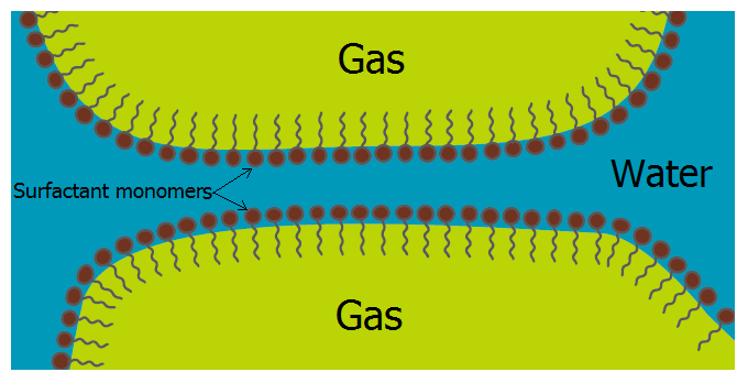 Skum er termodynamisk metastabil og degenereres irreversibelt etter en vis tid siden reduksjon av arealet til lamellene minimerer fri energi til grenseflaten av systemet (Farajzadeh et al., 2012).