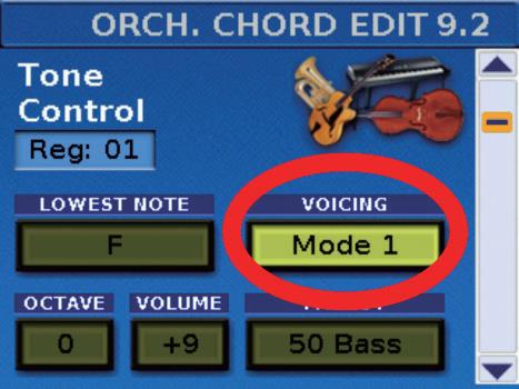 Orkester Akkord - lydene i akkordseksjonen! Standard trekkspillbass tilbyr fire forskjellige akkorder: dur, moll, septim og dim.