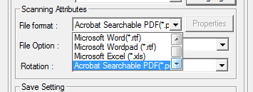 Velg : Microsoft Word (*rtf) for å skanne til Word.