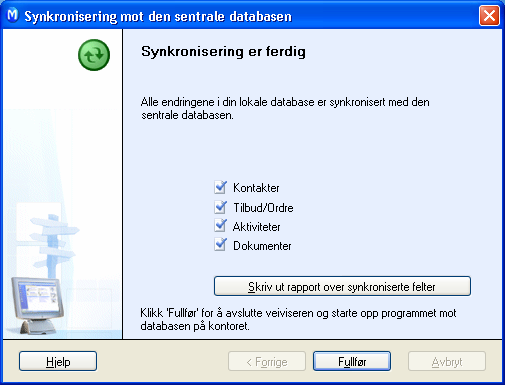 MAMUT ENTERPRISE TRAVEL CRM 8. Klikk Fullfør. Programmet vil lukkes og automatisk startes opp på nytt knyttet til den sentrale databasen.