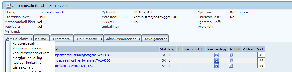 Klikk Lukk Møteinnkallingen ligger nå åpen i word og dokumentet kan redigeres slik ønsket. Vær OBS på at endringer du gjør i saksframleggene KUN blir synlig i dette samledokumentet.