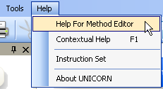 Bruk av hjelpeprogrammet 3 Systembeskrivelse 3.6 UNICORN-programvareoversikt 3.6.1 Generell UNICORN bruk Et omfattende hjelpeprogram er inkludert i UNICORN-programvaren.