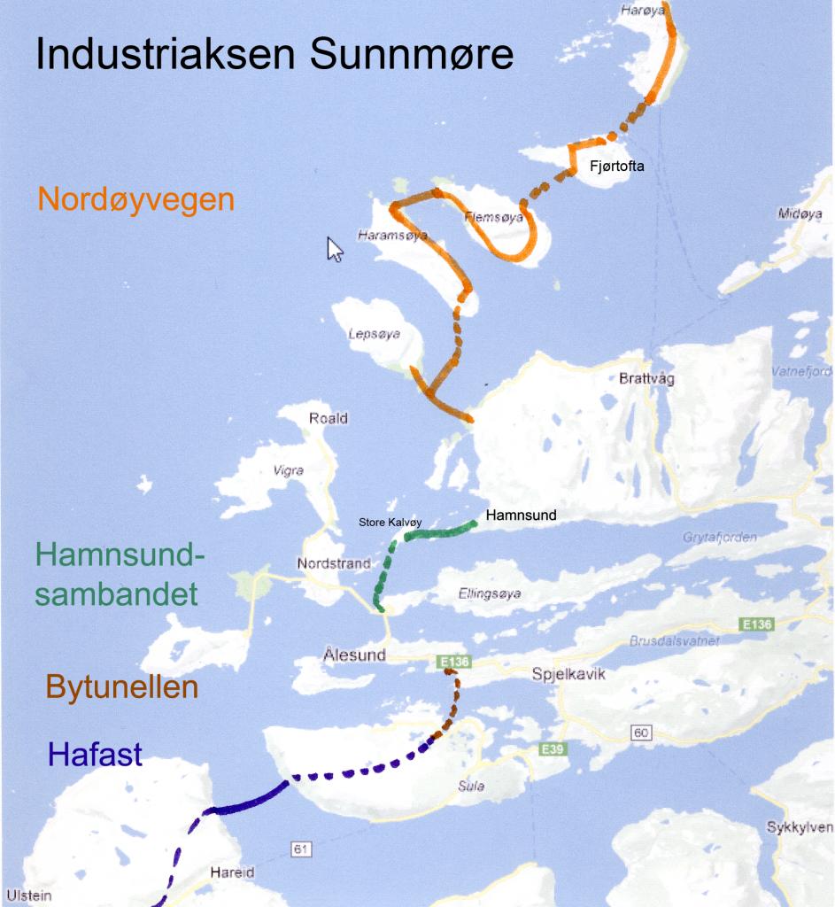 Hamnsundsambandet og industriaksen Sunnmøre Viktige samferdselsprosjekt for å knyte sammen kommunane