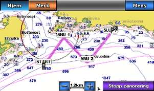 Båtmodus: Navigering 5. Trykk på Ferdig for å fullføre opprettingen av ruten og angi kursen, eller trykk på Avbryt rute for å slette ruten.