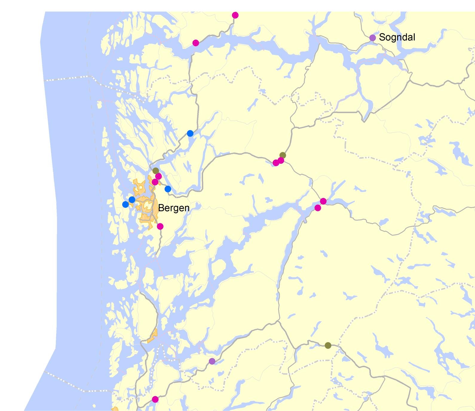 E16 Oppheim-Voss 0,230 mrd. E16/Rv.13 Vossapakken 0,290 mrd (0,190/0,100) Rv. 555 Sotra-sambandet 7,000 mrd.