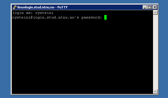 Innledning PuTTY (4): Logg inn Hvis du logger inn på login.stud.ntnu.