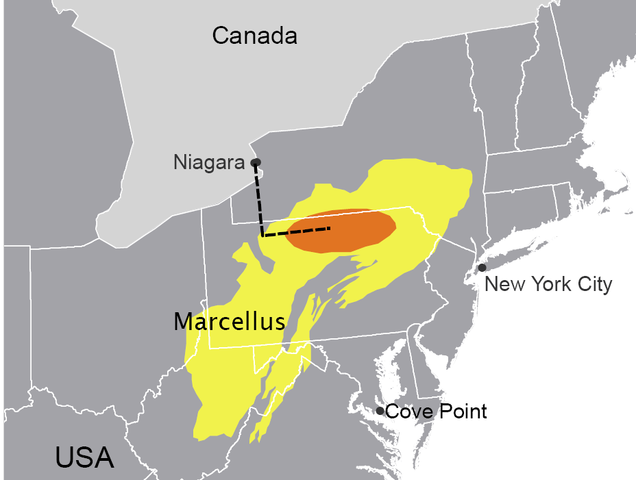 21 Utvikler gassvirksomheten i Nord Amerika Gass fra Marcellus skal transporteres til markeder i New York og Niagara i Canada Konkurransedyktige