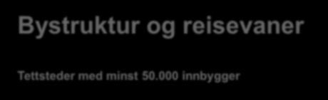 000 innbyggere (2011) Ikke offisielle framskrivninger (bygger på SSBs) Trafikale utfordringer mot 2030 Hva betyr bystruktur for trafikkutviklingen?