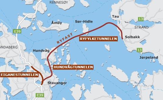 Rv.13 Ryfast og E39 Eiganestunnelen => Det største vegprosjektet i Norge! Samlet tunnellengde 58.810 m Samlet lengde veg 5.000 m 4 mill.