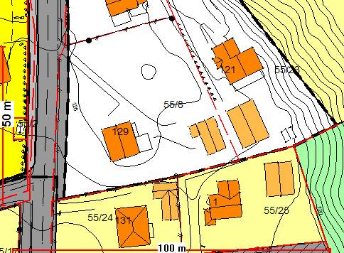 4.2 GJELDENDE REGULERINGSPLANER En del av eiendommen langs Vammaveien inngår i reguleringsplanen «Gang-/sykkelvei fra Moen skole til Gjellestad», vedtatt 13.10.1977, Plan-ID 19770012.