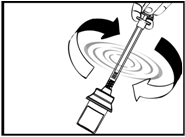 Trinn 8: Fjern store luftbobler fra sprøyten Dersom det er luftbobler i sprøyten må du fjerne disse. Slå forsiktig på sprøyten slik at luftboblene stiger til toppen. Skyv stempelet forsiktig opp.