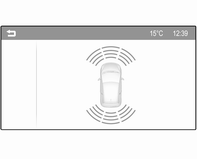 136 Kjøring og bruk Indikasjon Systemet advarer føreren i form av lydsignaler om potensielt farlige hindringer bak bilen i en avstand på opptil 1,5 meter og foran bilen opp til 1,2 meter.