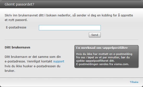 INNLOGGING Ved førstegangs pålogging er det viktig å opprette bruker og passord. Trykk på Glemt passordet? på innloggingssiden.