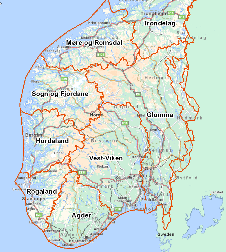 Organisering -Norge delt i 16 vannregioner (+ ansvaret for vann som renner til Sverige) -Hedmark er en del av vannregion