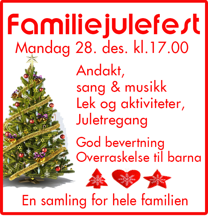 søndag i advent Tale: Marianne Ørpetveit Uke 51 Mandag 14. desember kl. 17.00 - kl. 18.00 Gruppe fra FA-brass spiller ved julegryten kl. 19.