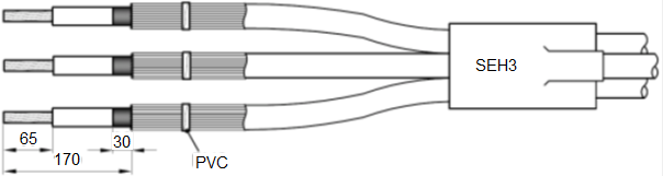 Forberedelse av Pex siden 11) Fra pose 5 Rengjør kablene i en lengde av 1,5 meter Forbered PEX-endene i henhold til tegning Tre på ytterrørene (SRH3) 2 stk. på PEX-kablene.