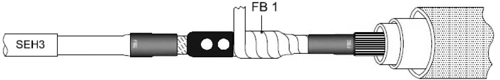 13) Materiell fra pose 3 Fjern mastik FB1 fra pakken med krympeslangene Tre på faseslangene på PEX-kabelen, 3 stk.