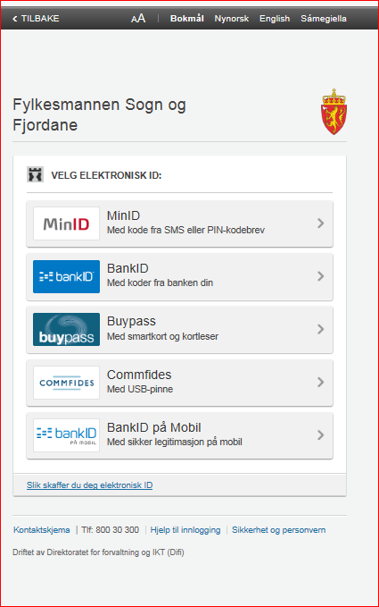 Dersom du ikkje tidlegare har brukt denne tenesta kan du klikke på Hjelp til innlogging. Her kan du bestille kodar for dei ulike tenestene.